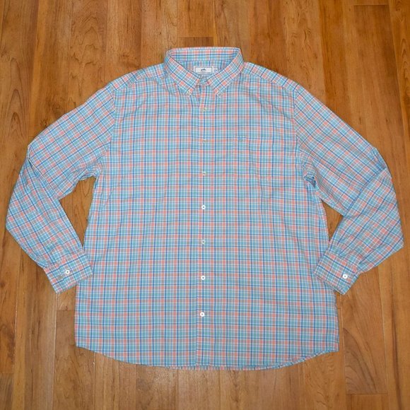 Southern Tide Other - Southern Tide Intercoastal Blue/Orange Plaid Button Down Shirt Sz XXL